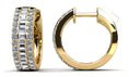 Load image into Gallery viewer, Three Rows Baguette and Round Huggie Hoop Earrings
