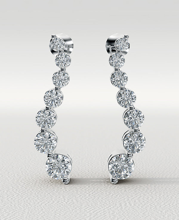 Wavy Journey Round Link Diamond Earrings