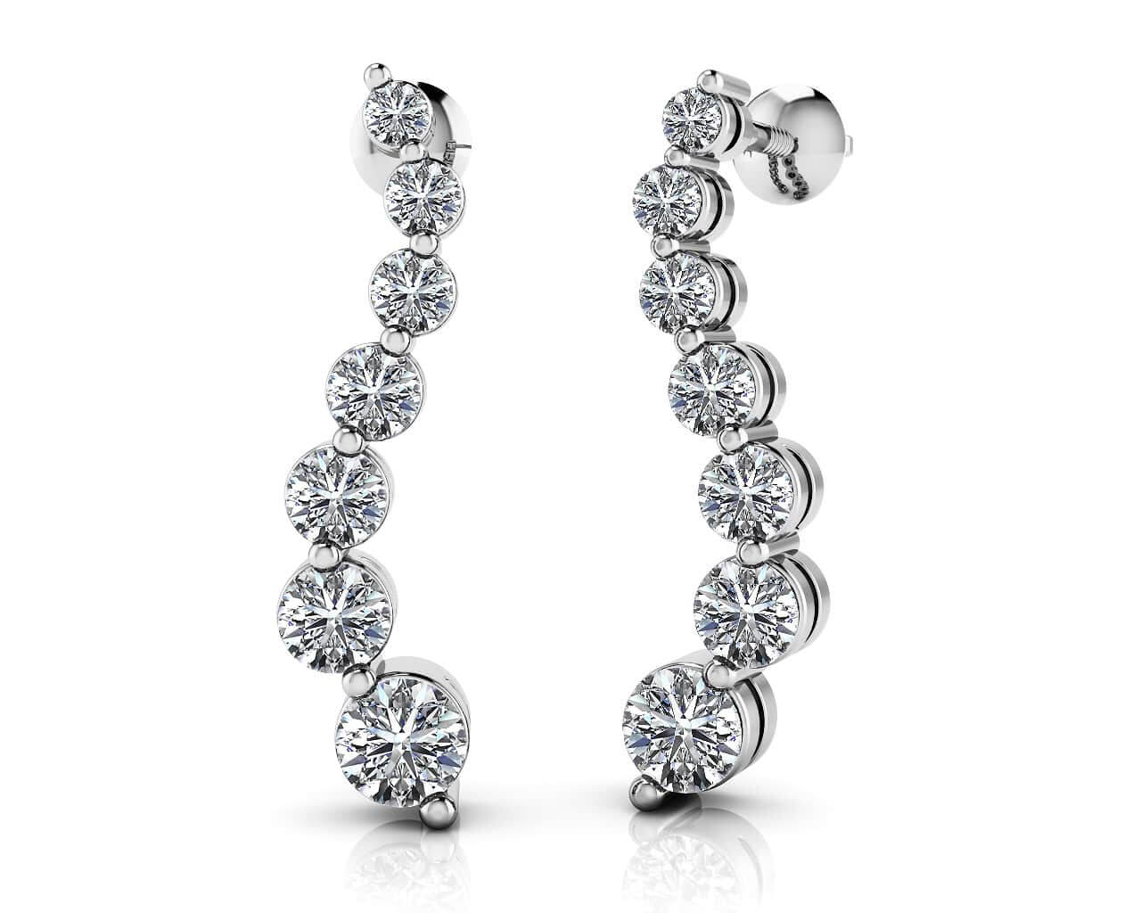 Wavy Journey Round Link Diamond Earrings