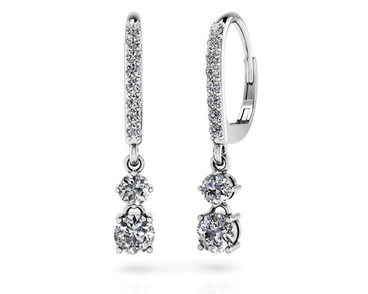 Double Drop Diamond Hoop Earrings