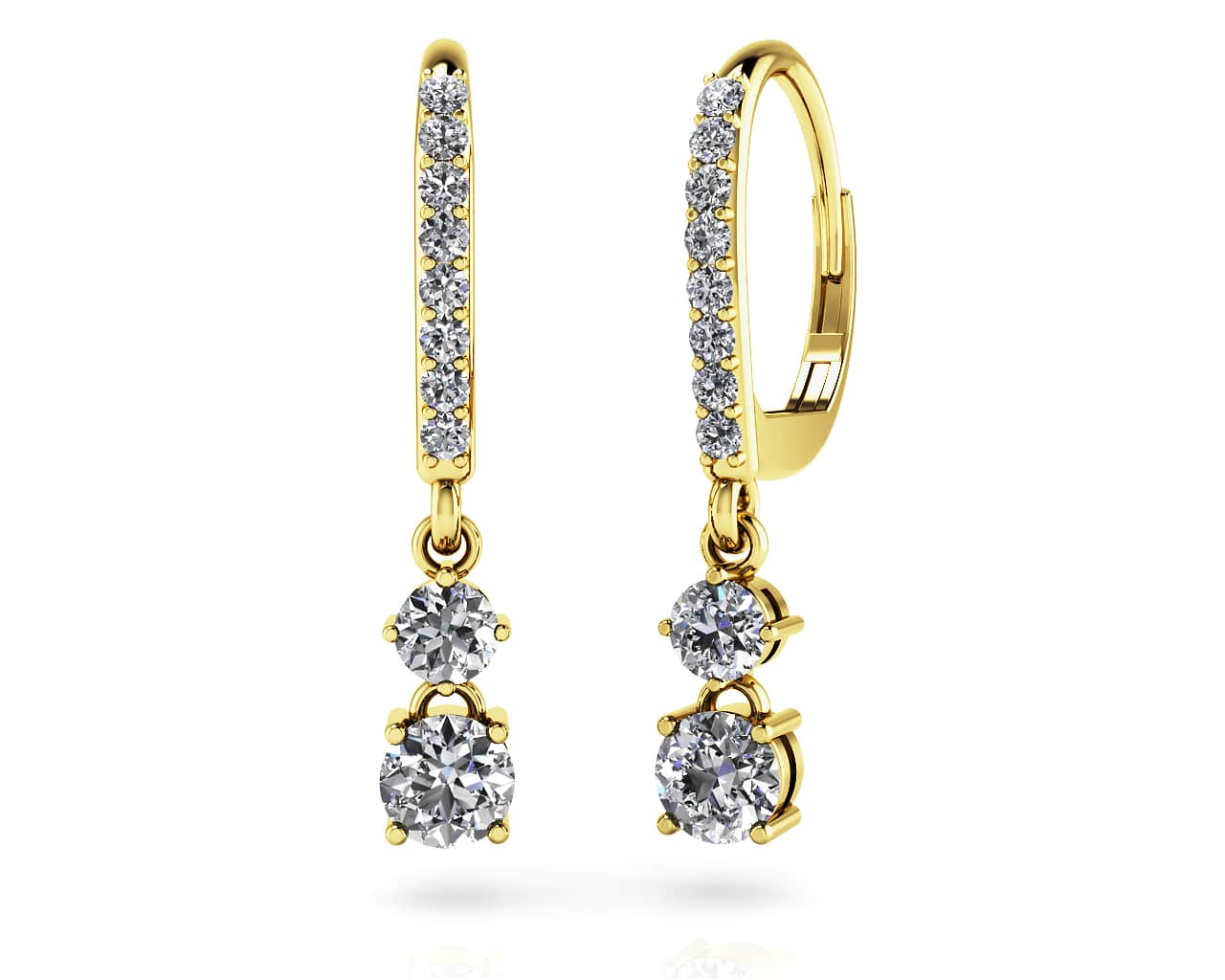 Double Drop Diamond Hoop Earrings