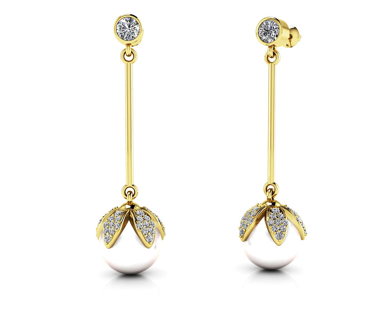 Finishing Touch Pearl And Diamond Drop Earrings