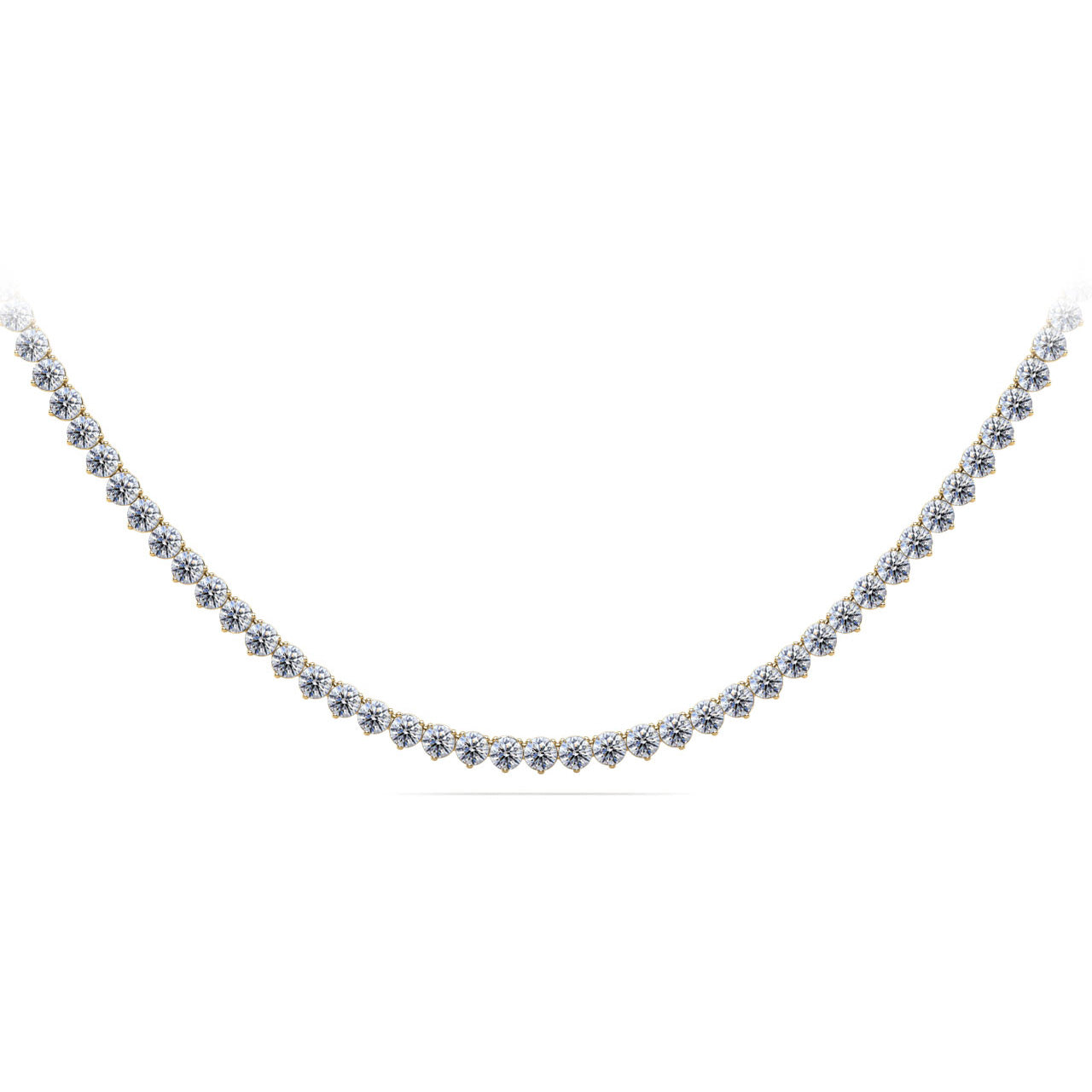 Timeless Three Prong Riviera Diamond Tennis Necklace