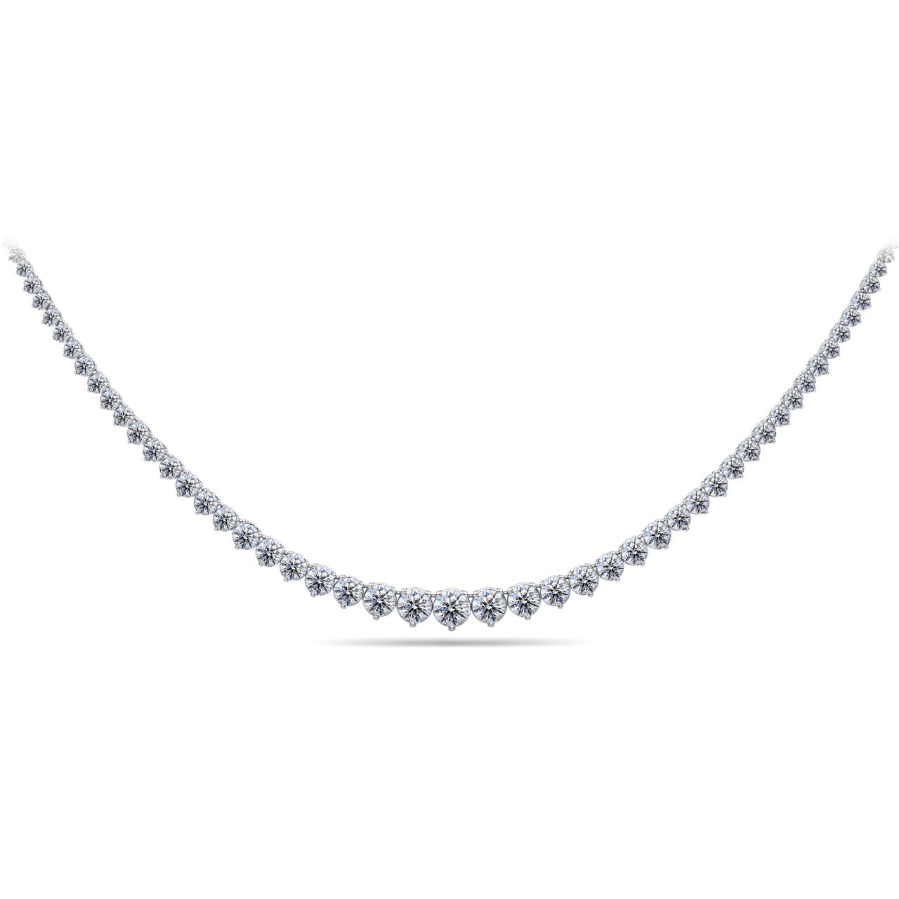 Timeless Three Prong Diamond Tennis Necklace