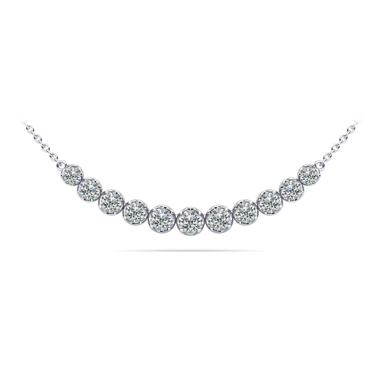 Classic Strand Necklace With Graduated Diamonds And Chain