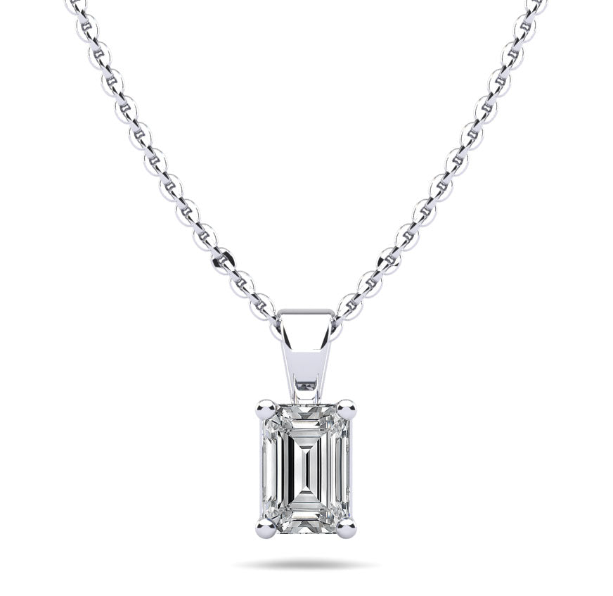 Emerald Cut Shaped Diamond Pendant