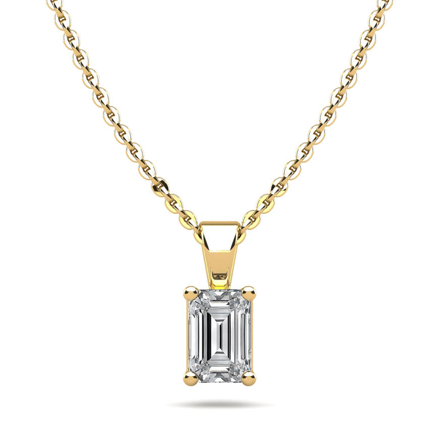 Emerald Cut Shaped Diamond Pendant