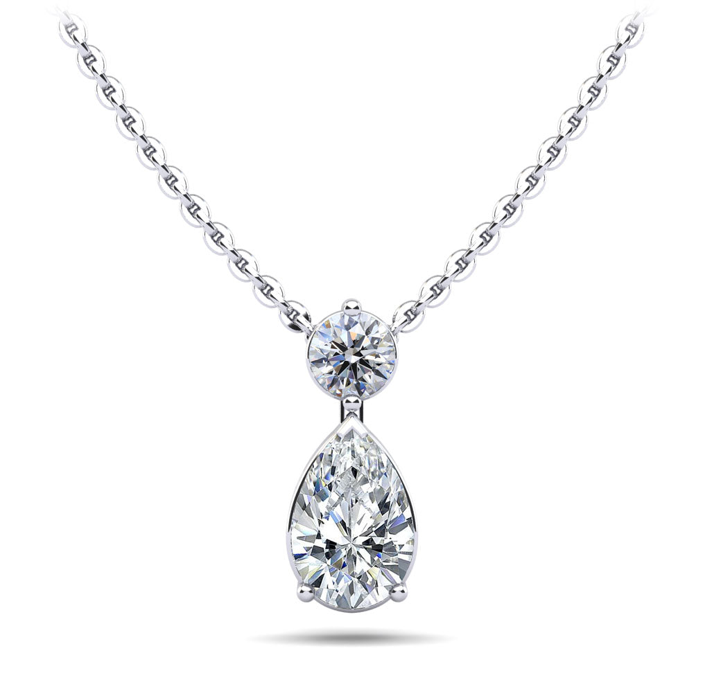 Round And Pear Diamond Pendant