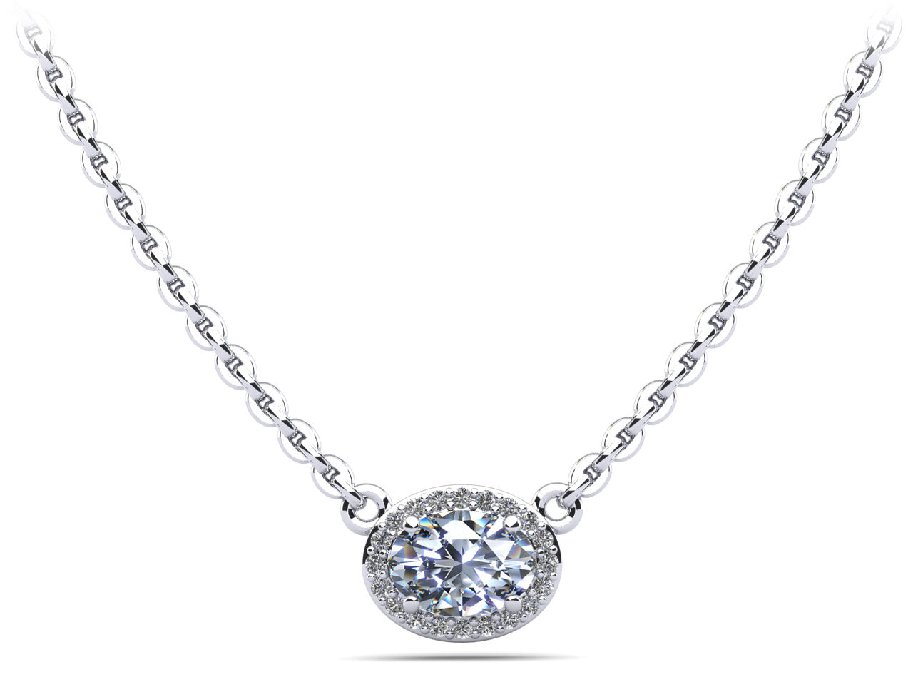 Oval Halo Diamond Pendant