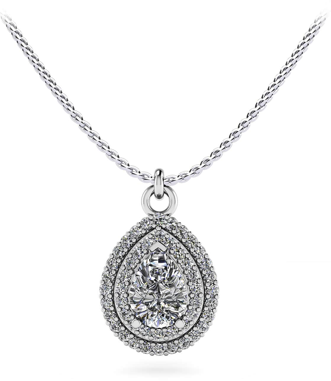 Double Halo Vintage Teardrop Diamond Pendant