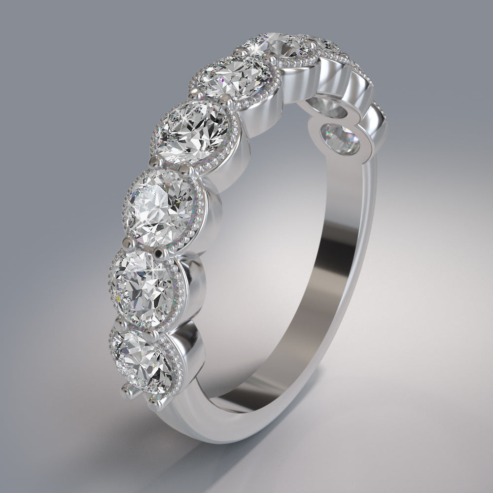 Round Milgrain Diamond Anniversary Ring