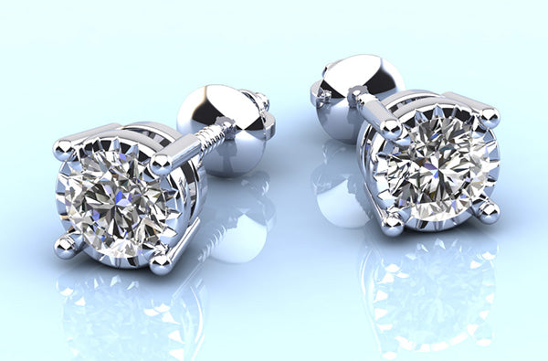 Diamond Crown Stud Earrings