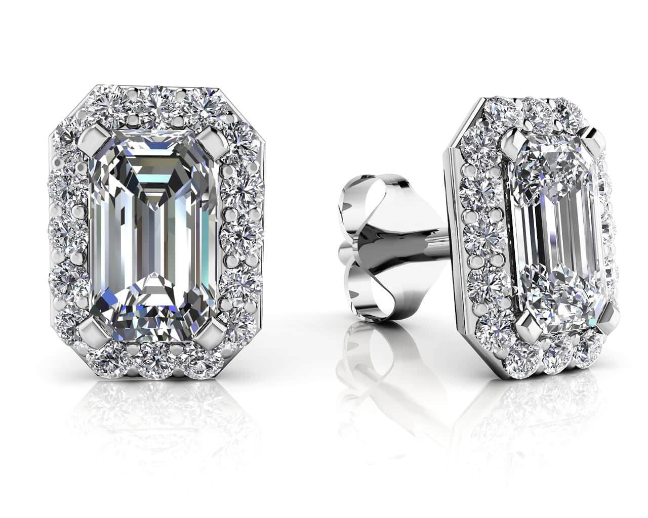 Finishing Touch Diamond Emerald Cut Halo Earrings