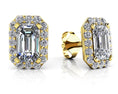 Load image into Gallery viewer, Finishing Touch Diamond Emerald Cut Halo Earrings
