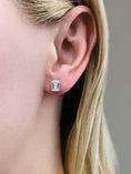 Load image into Gallery viewer, Finishing Touch Diamond Emerald Cut Halo Earrings
