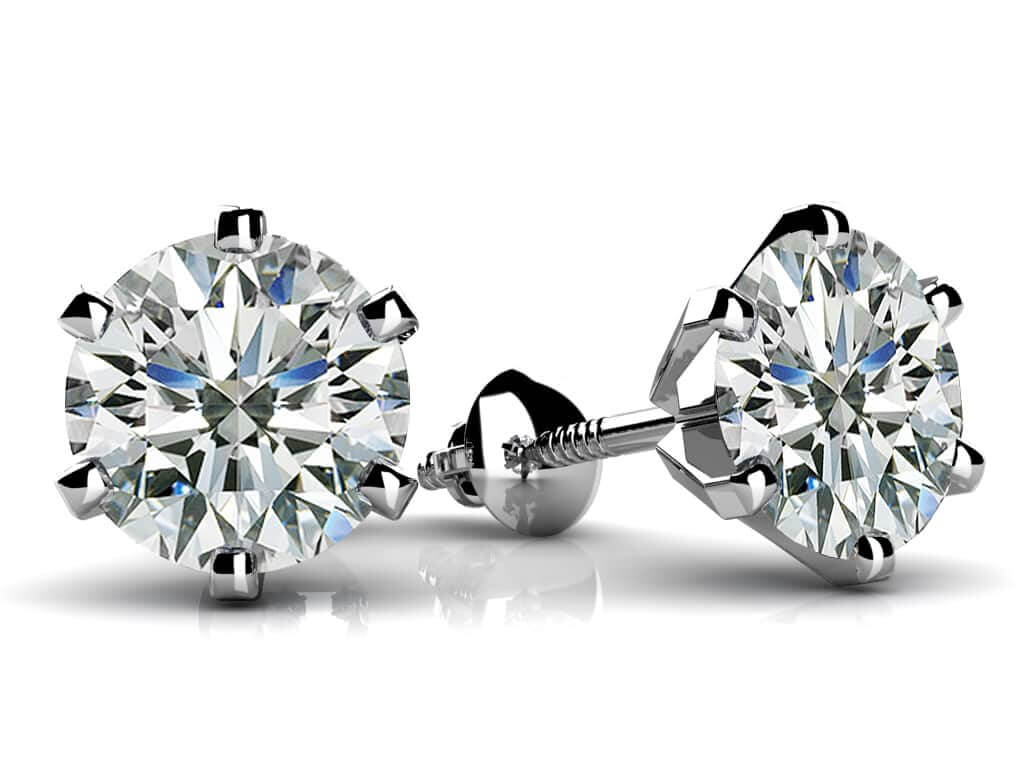 Classic Six Prong Diamond Stud Earrings