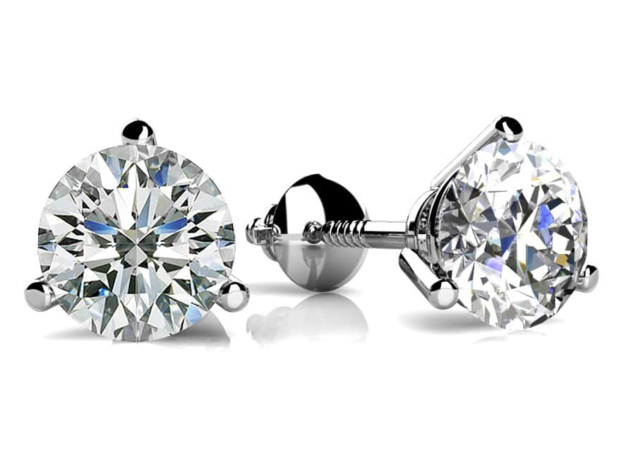 Classic Three Prong Diamond Studs