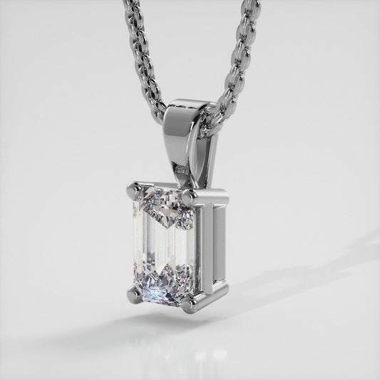 Emerald Cut Shaped Diamond Pendant