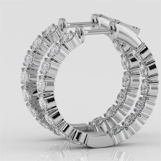 Diamond Crown Hoop Earrings Small