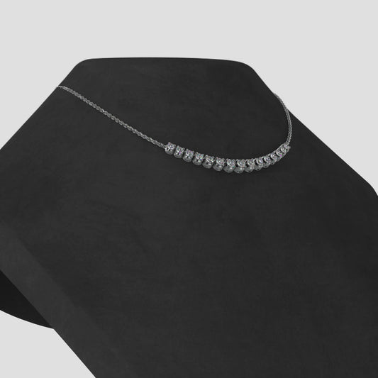Four Prong Strand Necklace With Graduated Diamonds And Chain
