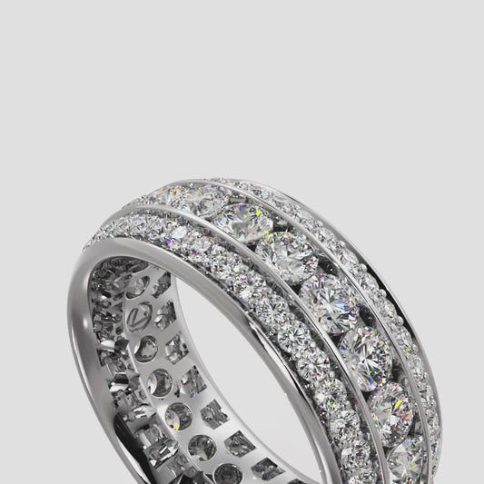 Three Row Round Diamond Eternity Band