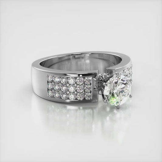 Triple Channel 6 Prong Engagement Ring