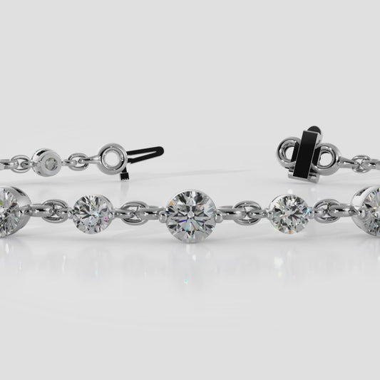 Alternating Diamond And Chain Link Bracelet