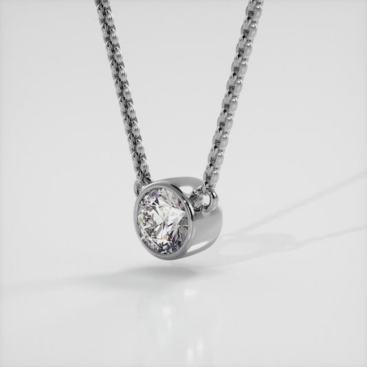 Simply Solitaire Bezel Set Diamond Pendant