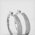 Load and play video in Gallery viewer, Medium 3 Row Diamond Hoop Earrings
