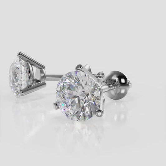 Classic Three Prong Diamond Studs