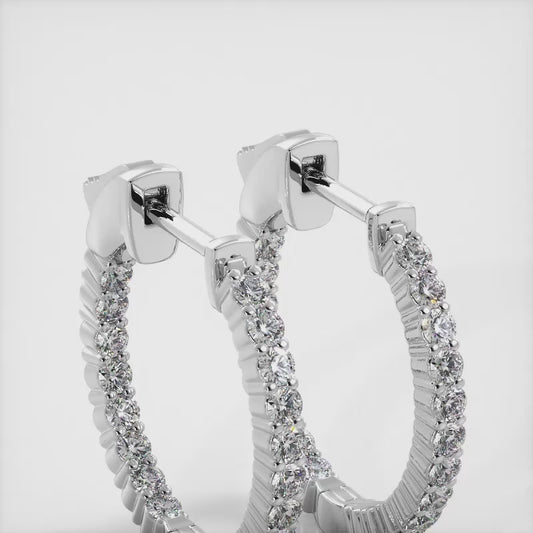 Single Row Inside Out Diamond Hoop Earring Petite