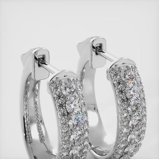 Glamorous Diamond Oval Hoop Earrings