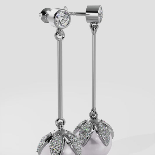 Finishing Touch Pearl And Diamond Drop Earrings