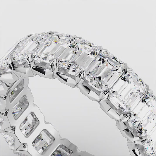 Emerald Cut Crown Diamond Eternity Ring