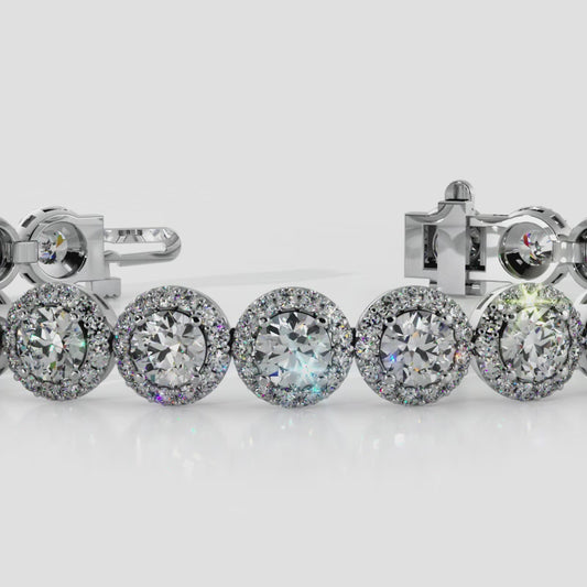 Round Halo Diamond Bracelet