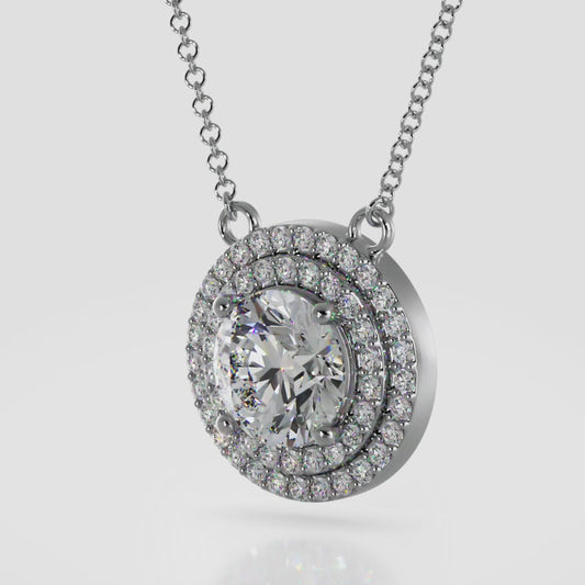Double Halo Brilliance Diamond Pendant