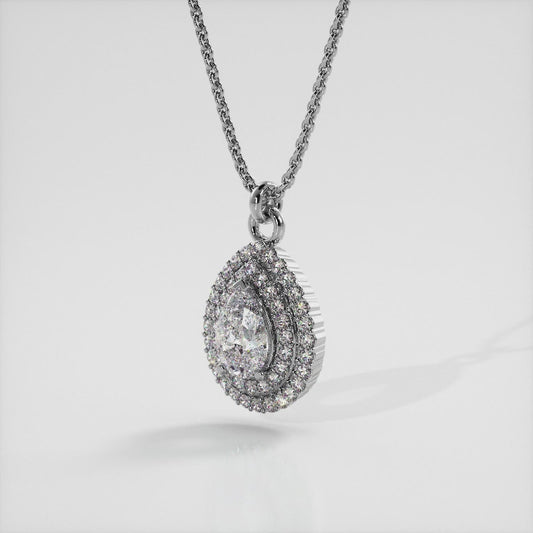 Double Halo Vintage Teardrop Diamond Pendant