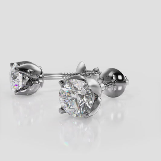 Stunning Tulip Diamond Stud Earrings