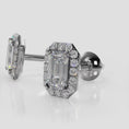 Load and play video in Gallery viewer, Finishing Touch Diamond Emerald Cut Halo Earrings
