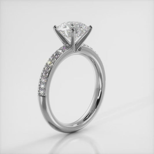 Dazzling Four Row Diamond Engagement Ring Set