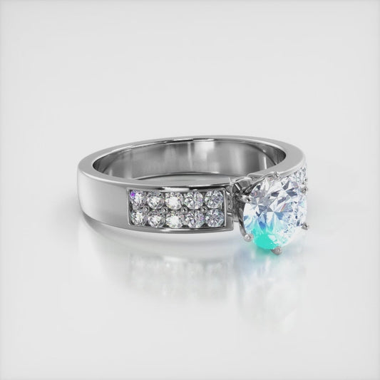 Channel Set 6 Prong Center Stone Engagement Ring