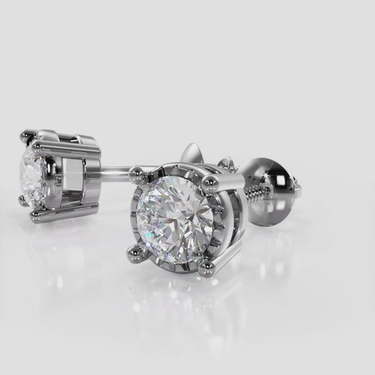 Diamond Crown Stud Earrings