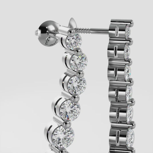 Wavy Journey Round Link Diamond Earrings