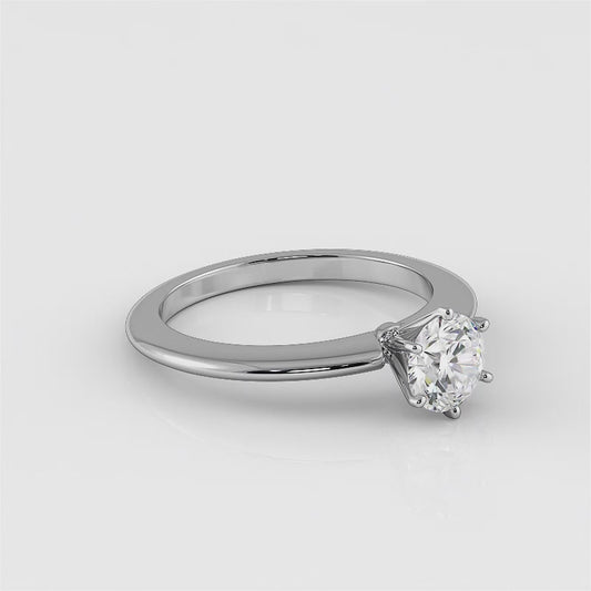 Six Prong Round Diamond Solitaire Ring