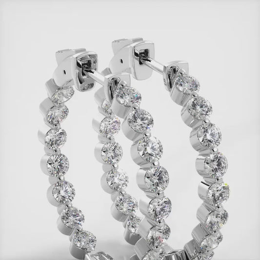 Shared Prong Diamond Hoop Earrings Small
