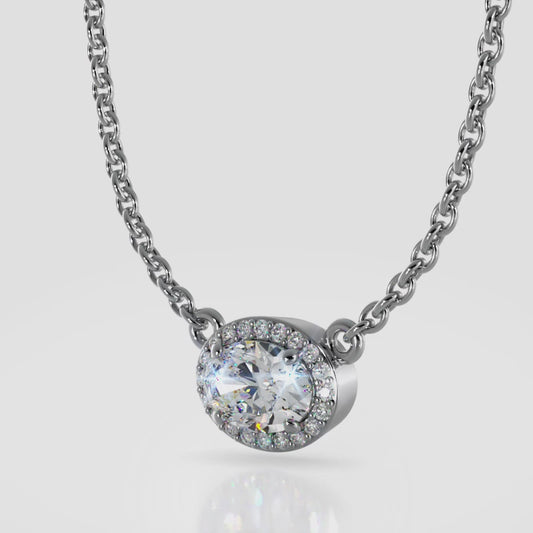 Oval Halo Diamond Pendant