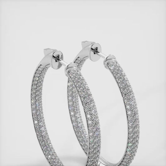 Triple Row Inside Out Diamond Earrings Medium
