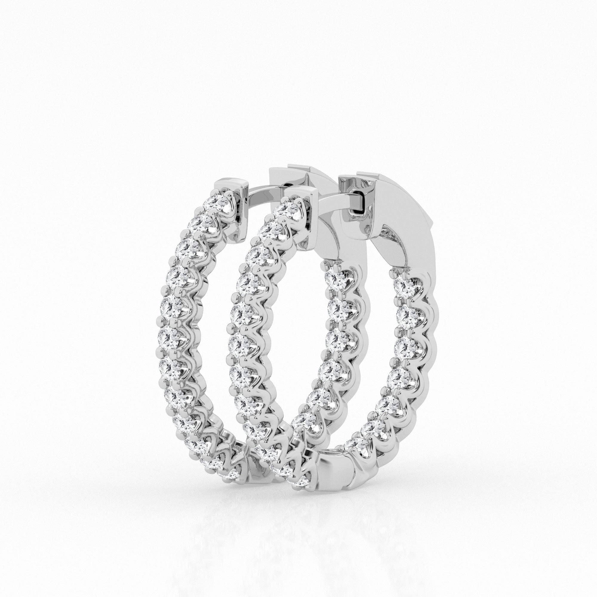 Lab Grown Diamond Hoop Earrings in 14k White Gold