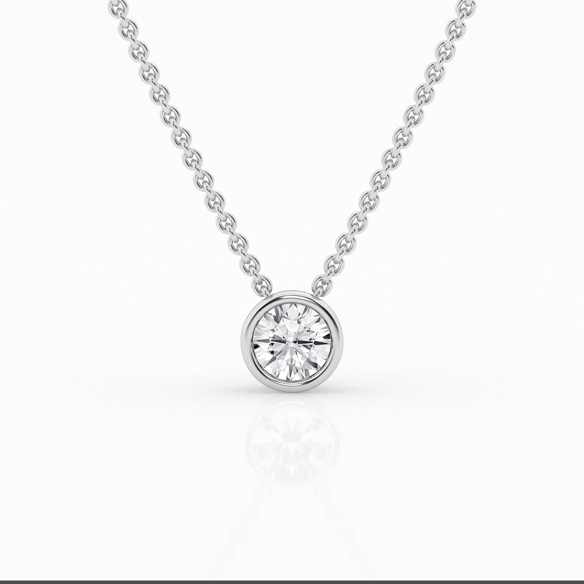 Lab Grown Round Cut Bezel Pendant Necklace